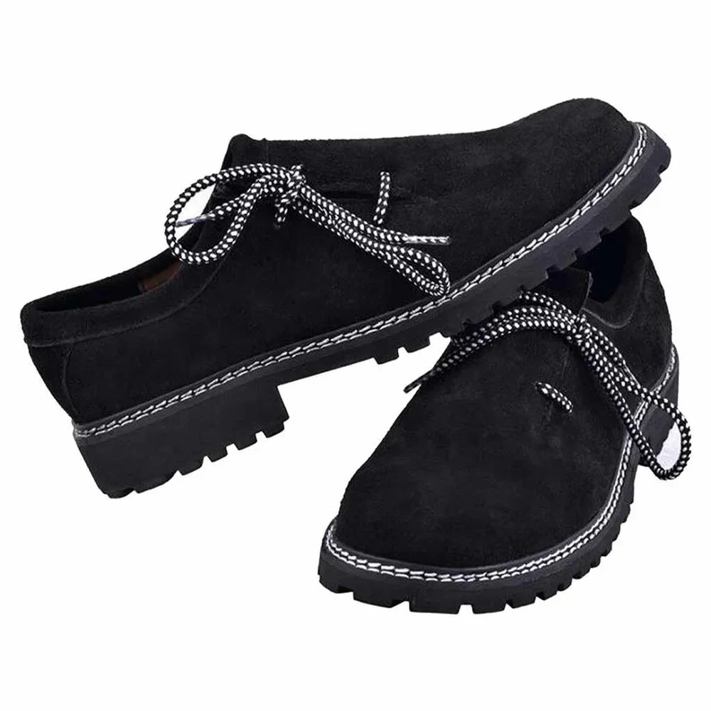 Men’s Lederhosen Shoes – Bavarian Trachten Suede Oktoberfest Black Boots NEW